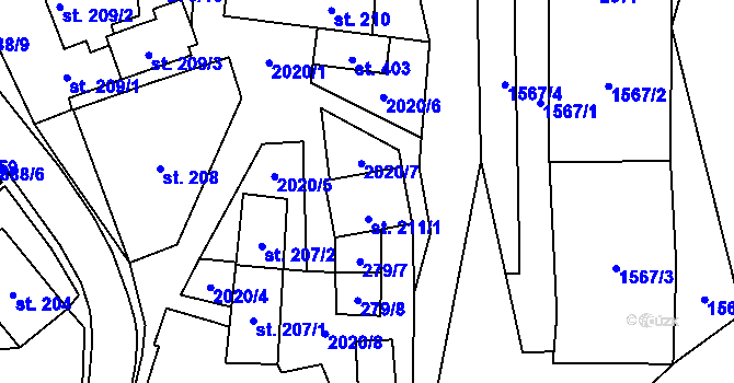 Parcela st. 211/2 v KÚ Rozstání pod Kojálem, Katastrální mapa