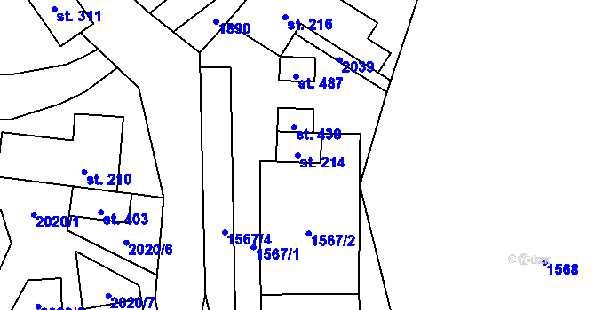 Parcela st. 214 v KÚ Rozstání pod Kojálem, Katastrální mapa