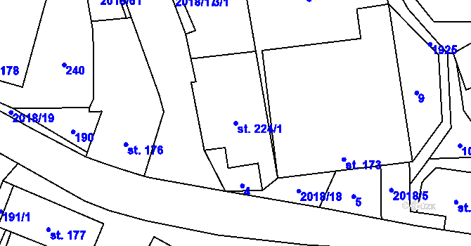 Parcela st. 224/1 v KÚ Rozstání pod Kojálem, Katastrální mapa