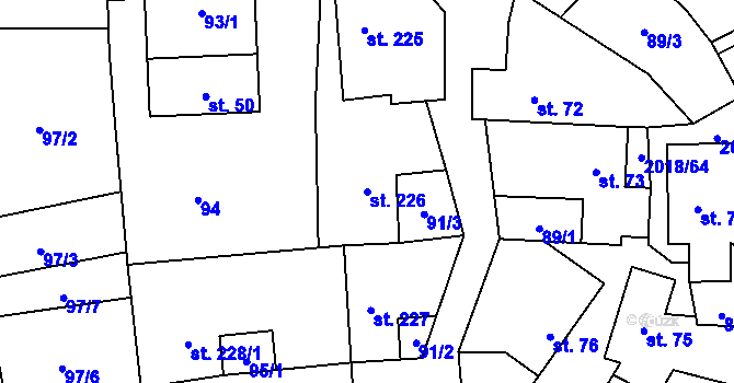 Parcela st. 226 v KÚ Rozstání pod Kojálem, Katastrální mapa