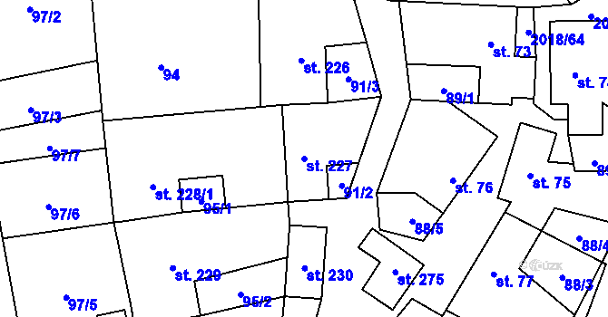 Parcela st. 227 v KÚ Rozstání pod Kojálem, Katastrální mapa