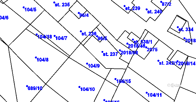 Parcela st. 237 v KÚ Rozstání pod Kojálem, Katastrální mapa