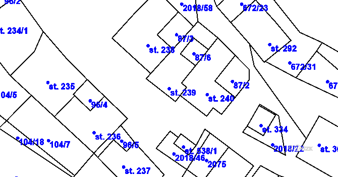 Parcela st. 239 v KÚ Rozstání pod Kojálem, Katastrální mapa