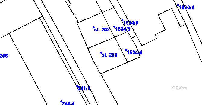 Parcela st. 261 v KÚ Rozstání pod Kojálem, Katastrální mapa