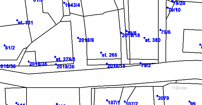 Parcela st. 265 v KÚ Rozstání pod Kojálem, Katastrální mapa