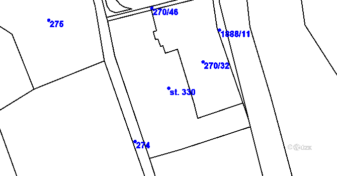 Parcela st. 330 v KÚ Rozstání pod Kojálem, Katastrální mapa