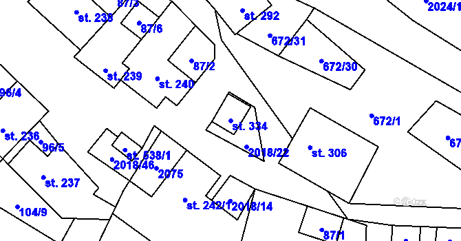 Parcela st. 334 v KÚ Rozstání pod Kojálem, Katastrální mapa