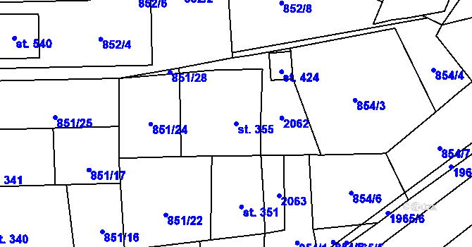 Parcela st. 355 v KÚ Rozstání pod Kojálem, Katastrální mapa