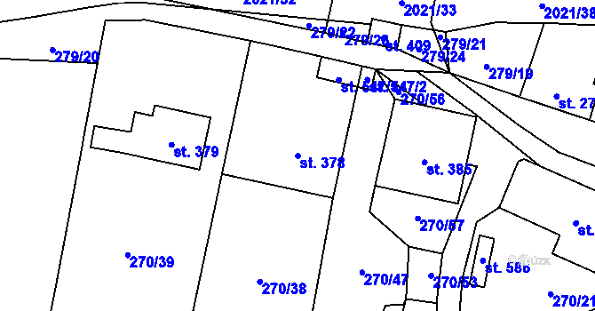 Parcela st. 378 v KÚ Rozstání pod Kojálem, Katastrální mapa