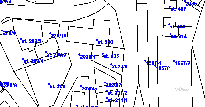 Parcela st. 403 v KÚ Rozstání pod Kojálem, Katastrální mapa