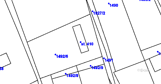 Parcela st. 410 v KÚ Rozstání pod Kojálem, Katastrální mapa