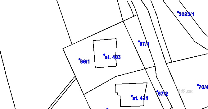 Parcela st. 483 v KÚ Rozstání pod Kojálem, Katastrální mapa