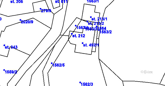 Parcela st. 492/1 v KÚ Rozstání pod Kojálem, Katastrální mapa