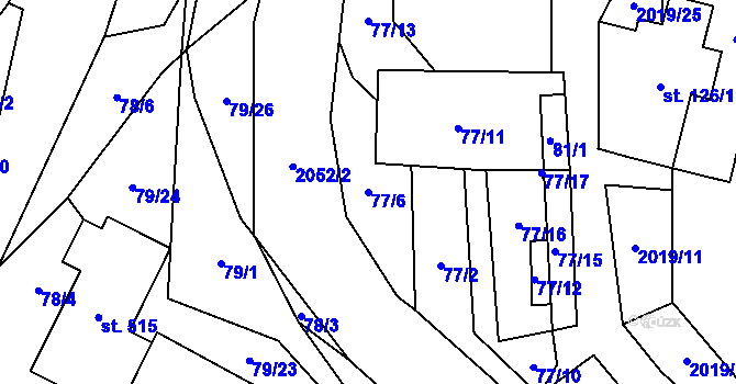 Parcela st. 77/6 v KÚ Rozstání pod Kojálem, Katastrální mapa