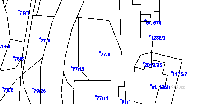 Parcela st. 77/9 v KÚ Rozstání pod Kojálem, Katastrální mapa