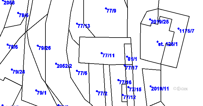 Parcela st. 77/11 v KÚ Rozstání pod Kojálem, Katastrální mapa