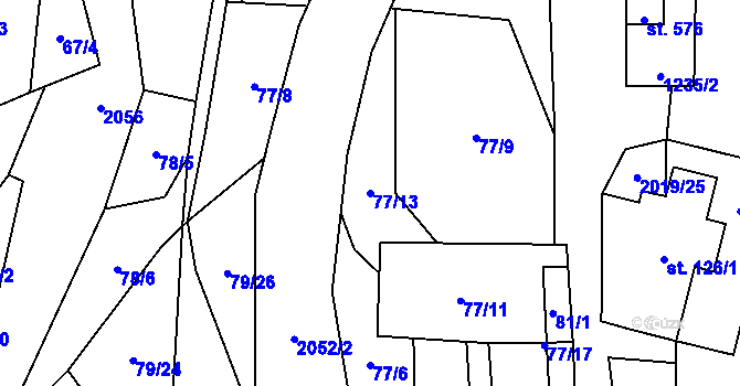 Parcela st. 77/13 v KÚ Rozstání pod Kojálem, Katastrální mapa