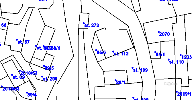 Parcela st. 85/6 v KÚ Rozstání pod Kojálem, Katastrální mapa