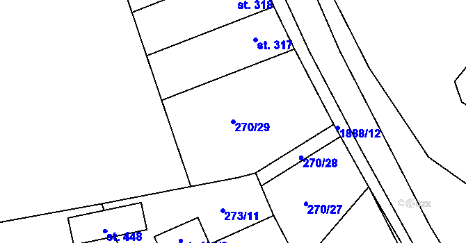 Parcela st. 270/29 v KÚ Rozstání pod Kojálem, Katastrální mapa