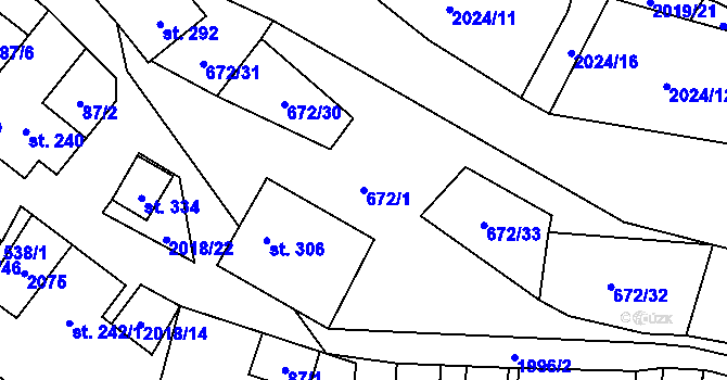 Parcela st. 672/1 v KÚ Rozstání pod Kojálem, Katastrální mapa