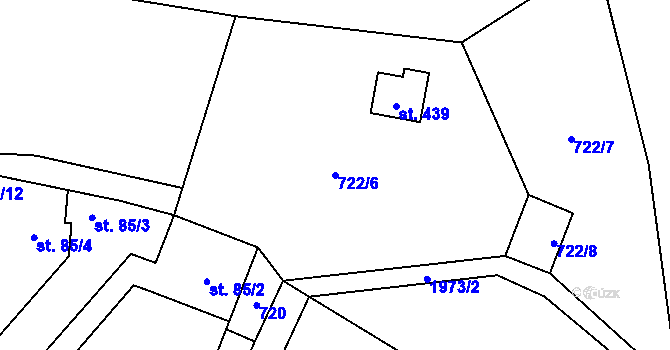 Parcela st. 722/6 v KÚ Rozstání pod Kojálem, Katastrální mapa