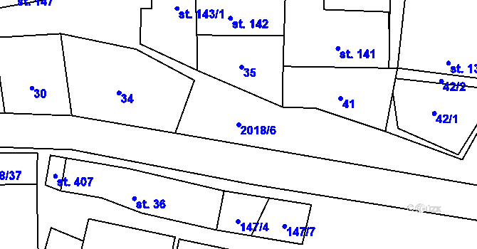 Parcela st. 2018/6 v KÚ Rozstání pod Kojálem, Katastrální mapa