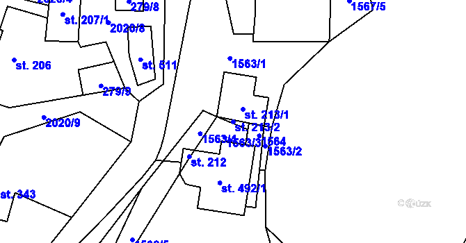 Parcela st. 213/2 v KÚ Rozstání pod Kojálem, Katastrální mapa