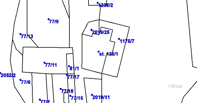 Parcela st. 126/1 v KÚ Rozstání pod Kojálem, Katastrální mapa