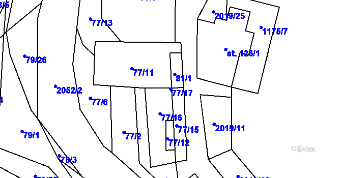 Parcela st. 77/17 v KÚ Rozstání pod Kojálem, Katastrální mapa