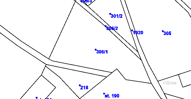 Parcela st. 306/1 v KÚ Rozstání pod Kojálem, Katastrální mapa