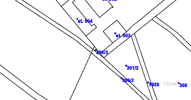 Parcela st. 306/3 v KÚ Rozstání pod Kojálem, Katastrální mapa