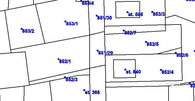 Parcela st. 851/29 v KÚ Rozstání pod Kojálem, Katastrální mapa