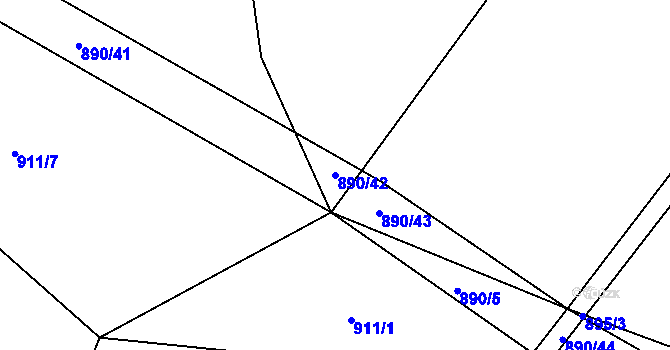 Parcela st. 890/42 v KÚ Rozstání pod Kojálem, Katastrální mapa