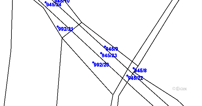 Parcela st. 945/23 v KÚ Rozstání pod Kojálem, Katastrální mapa