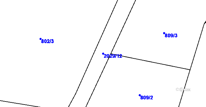 Parcela st. 2029/12 v KÚ Rozstání pod Kojálem, Katastrální mapa
