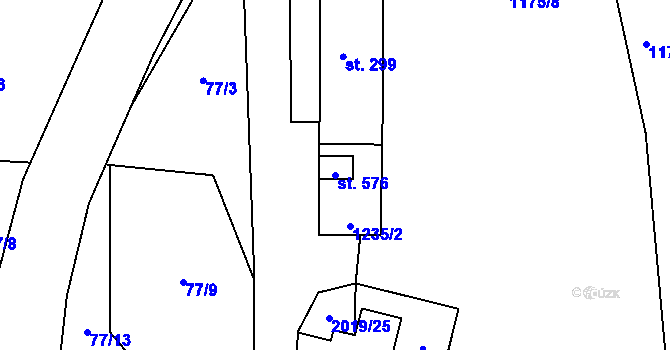 Parcela st. 576 v KÚ Rozstání pod Kojálem, Katastrální mapa
