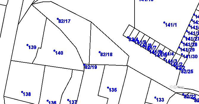 Parcela st. 82/18 v KÚ Roztoky u Prahy, Katastrální mapa