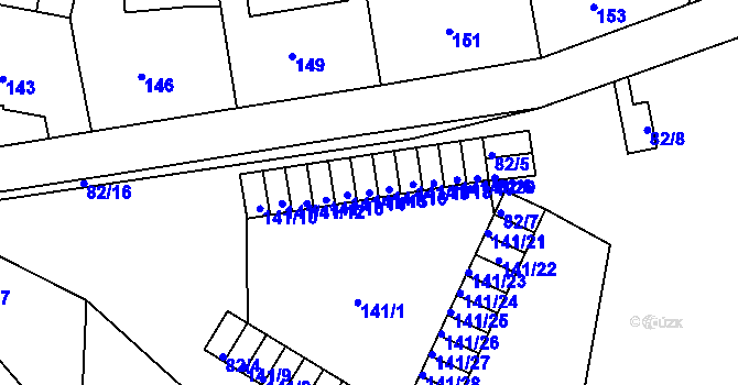 Parcela st. 141/15 v KÚ Roztoky u Prahy, Katastrální mapa