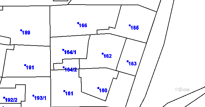 Parcela st. 162 v KÚ Roztoky u Prahy, Katastrální mapa