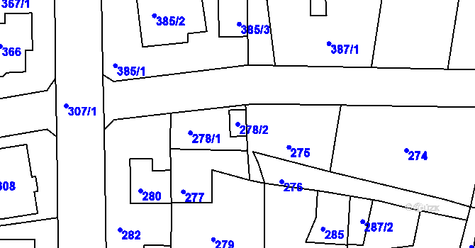 Parcela st. 278/2 v KÚ Roztoky u Prahy, Katastrální mapa