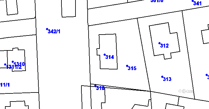 Parcela st. 314 v KÚ Roztoky u Prahy, Katastrální mapa