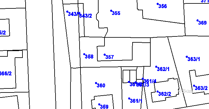 Parcela st. 357 v KÚ Roztoky u Prahy, Katastrální mapa