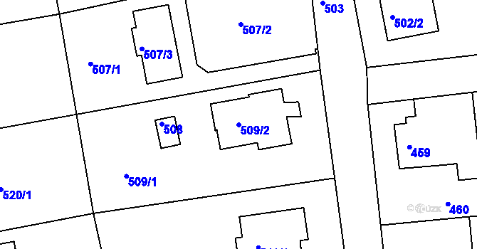 Parcela st. 509/2 v KÚ Roztoky u Prahy, Katastrální mapa
