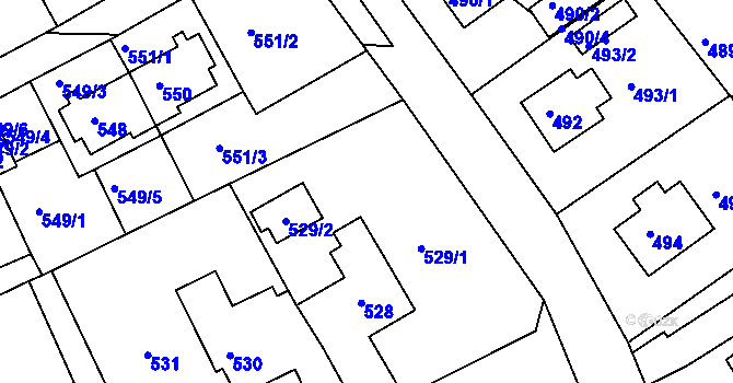 Parcela st. 529 v KÚ Roztoky u Prahy, Katastrální mapa
