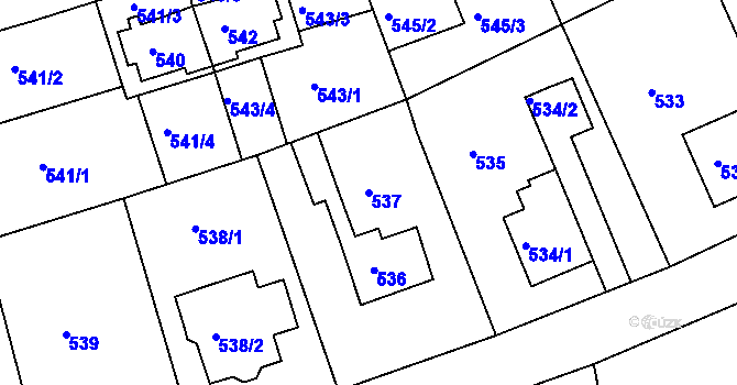 Parcela st. 537 v KÚ Roztoky u Prahy, Katastrální mapa