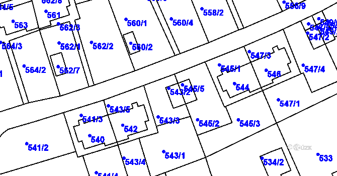 Parcela st. 543/2 v KÚ Roztoky u Prahy, Katastrální mapa