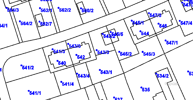 Parcela st. 543/3 v KÚ Roztoky u Prahy, Katastrální mapa