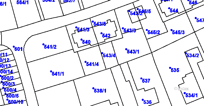Parcela st. 543/4 v KÚ Roztoky u Prahy, Katastrální mapa