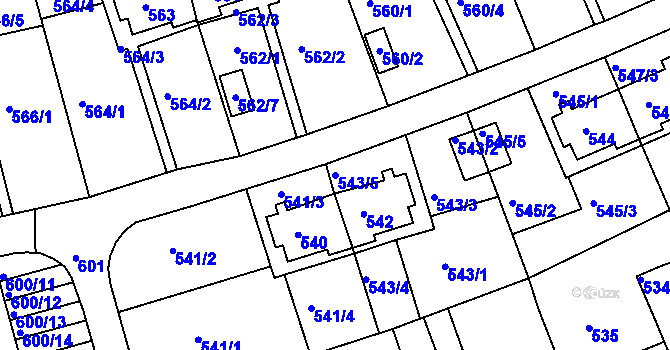 Parcela st. 543/5 v KÚ Roztoky u Prahy, Katastrální mapa