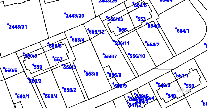 Parcela st. 556/7 v KÚ Roztoky u Prahy, Katastrální mapa